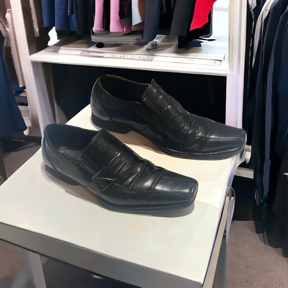 Bruno‎ Marc Men's Giorgio-3 Black Leather Lined Dress Loafers Shoes Size 12 - Picture 2 of 15